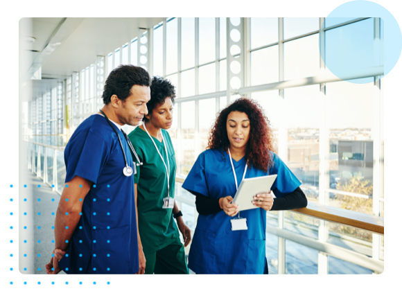 Nurses chatting by window  - HealthStream Checklist