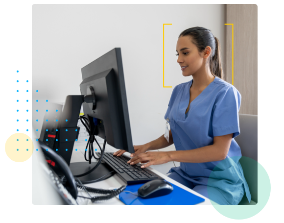 Healthcare worker at a computer - HealthStream Academy