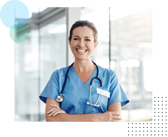 Smiling nurse with stethoscope - HealthStream